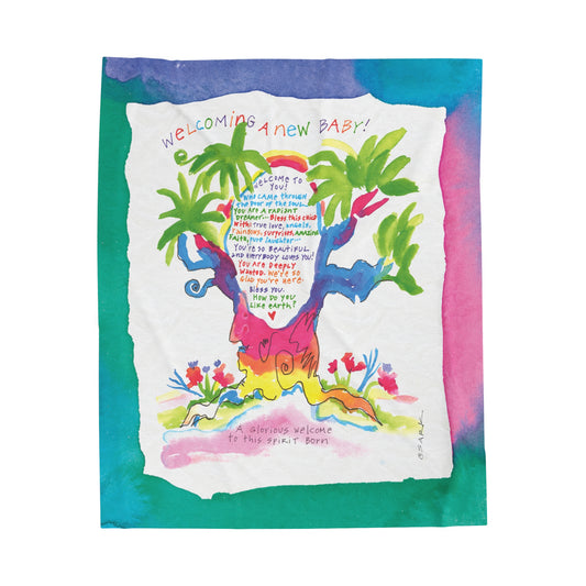 Welcoming A New Baby by SARK - Velveteen Plush Blanket