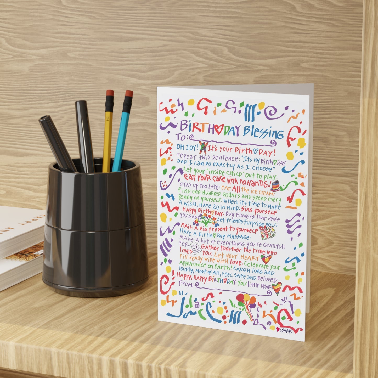 Birthday Blessings, SARK Greeting Cards (1 or 10-pcs)