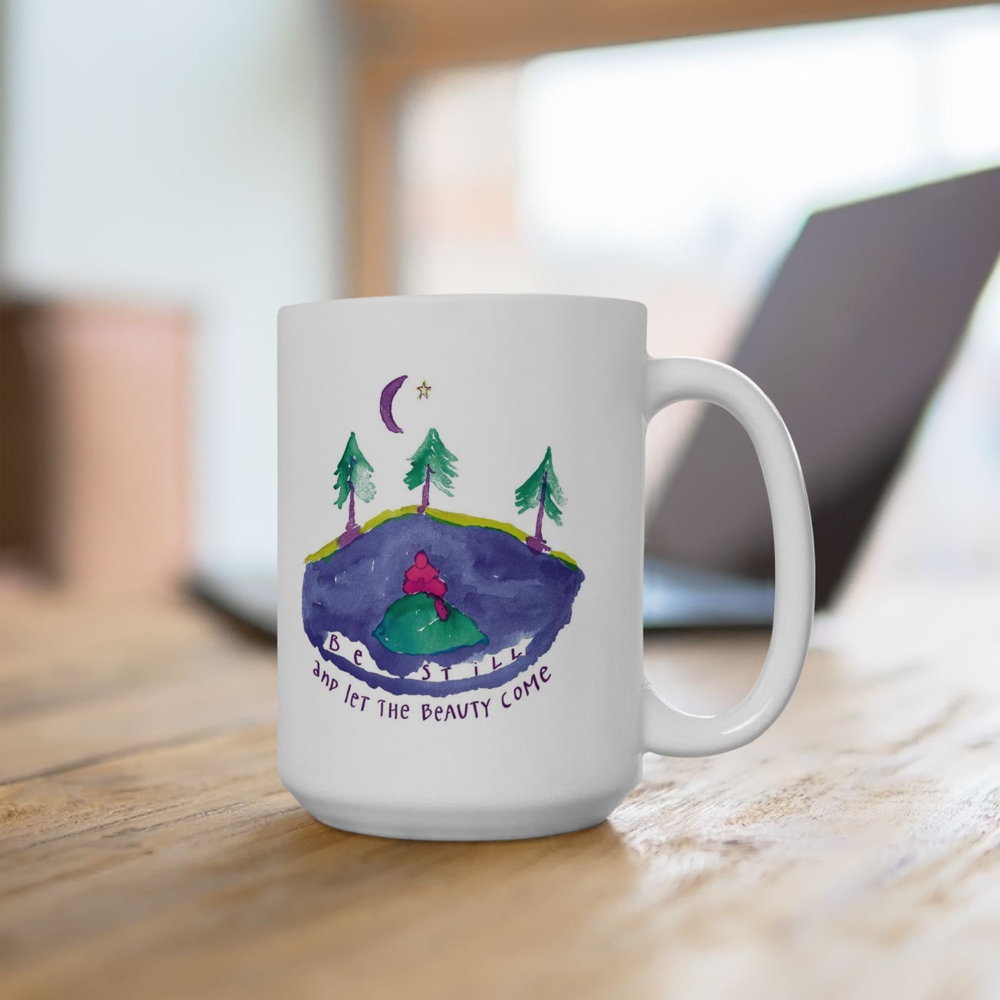 Be Still by SARK - 15oz White Ceramic Mug