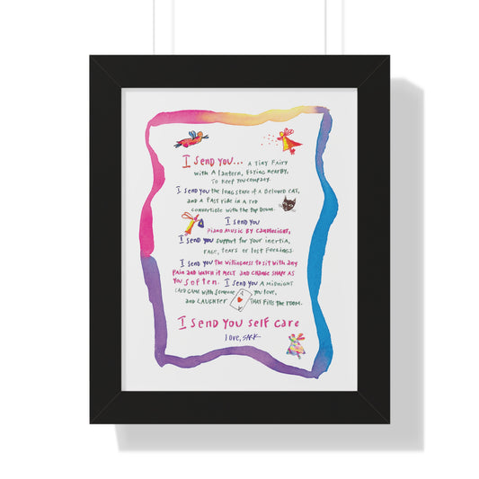 Framed Art Print - "I send You Self Care" by SARK