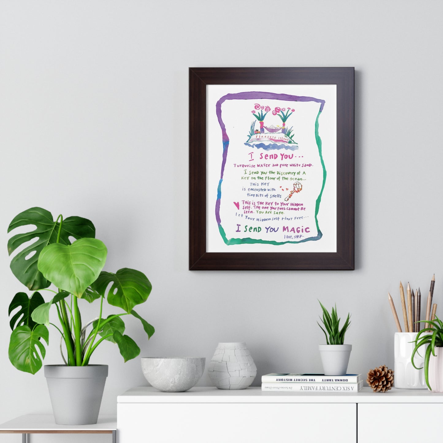 Framed Art Print - "I send You Magic" by SARK