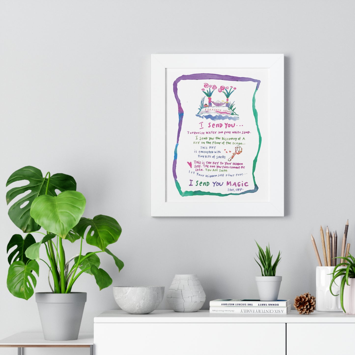 Framed Art Print - "I send You Magic" by SARK