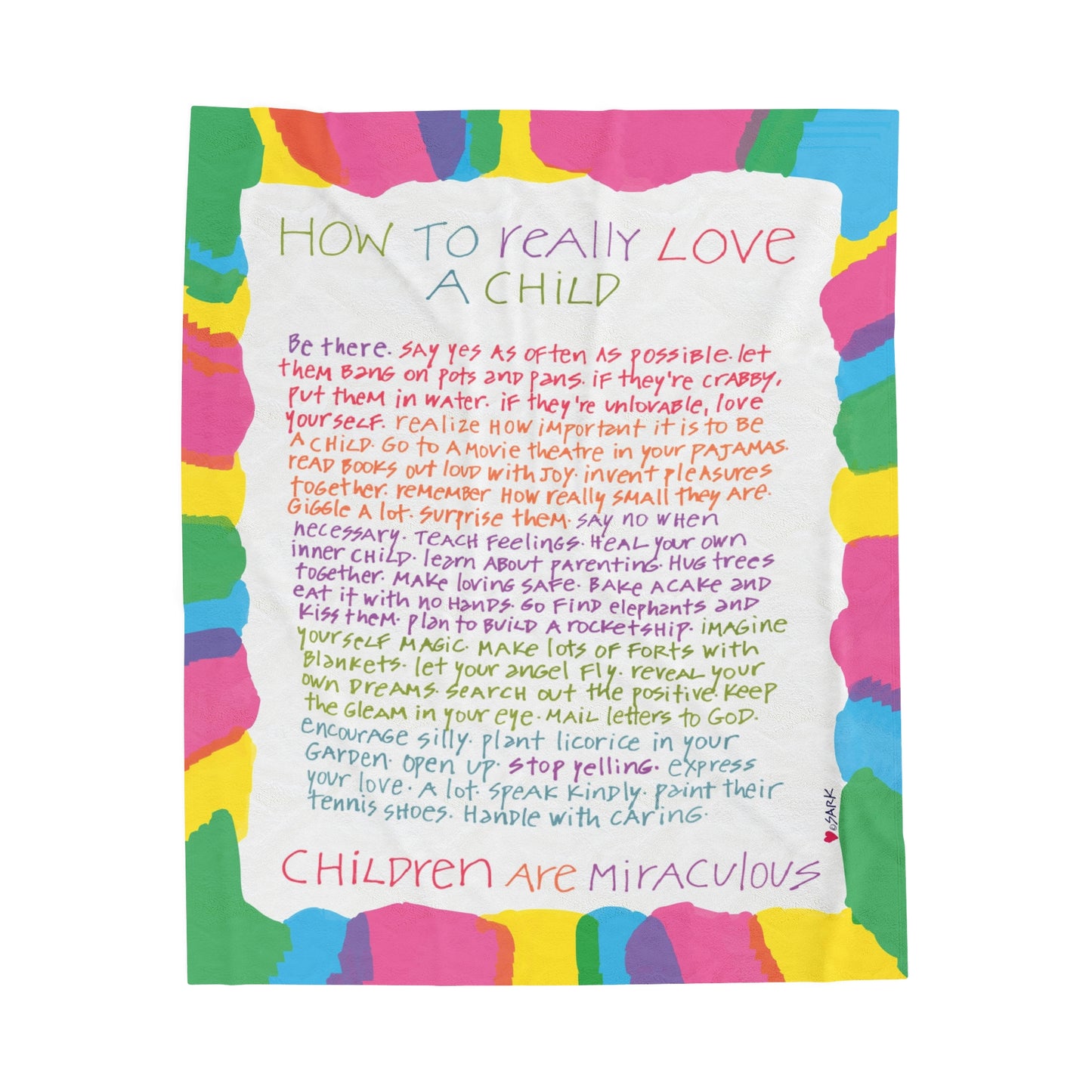 How To Really Love A Child by SARK - Velveteen Plush Blanket